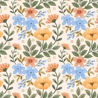 Colorful hand draw flowers seamless pattern vector