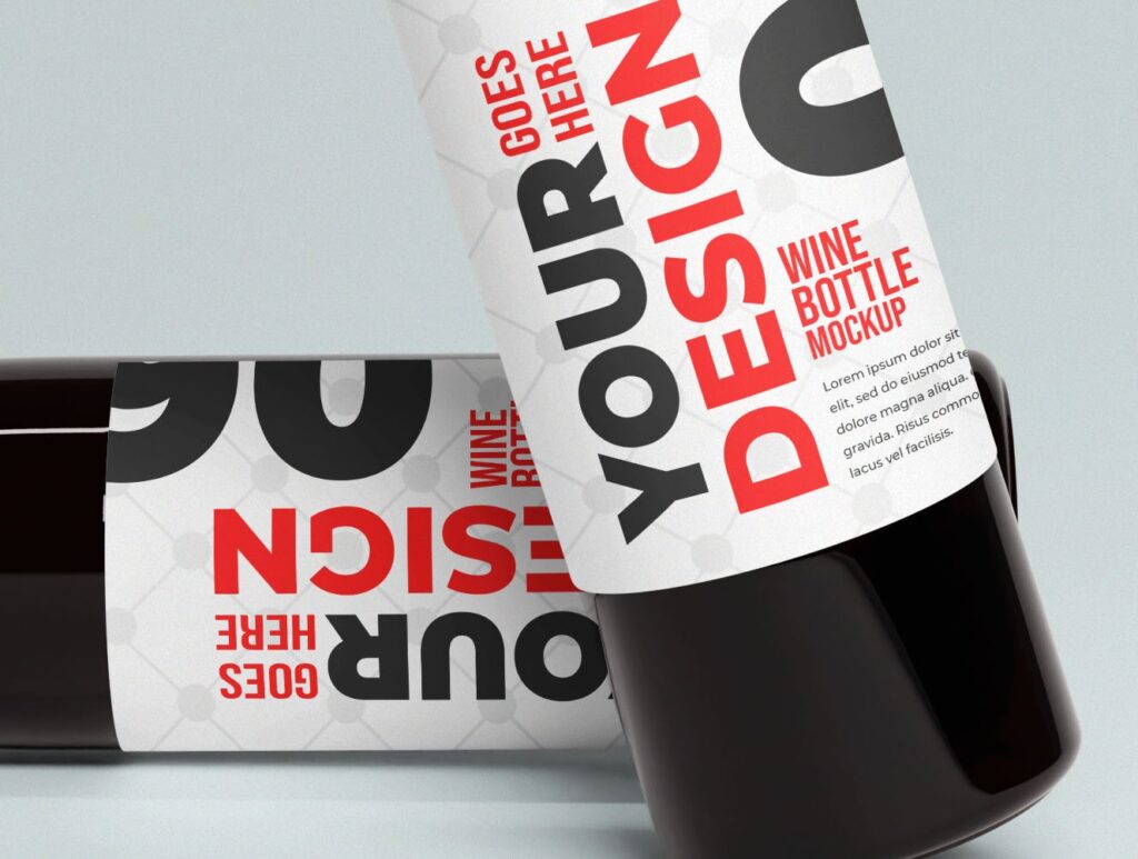 Realistic Wine Bottle Mockup PSD Free Download 3